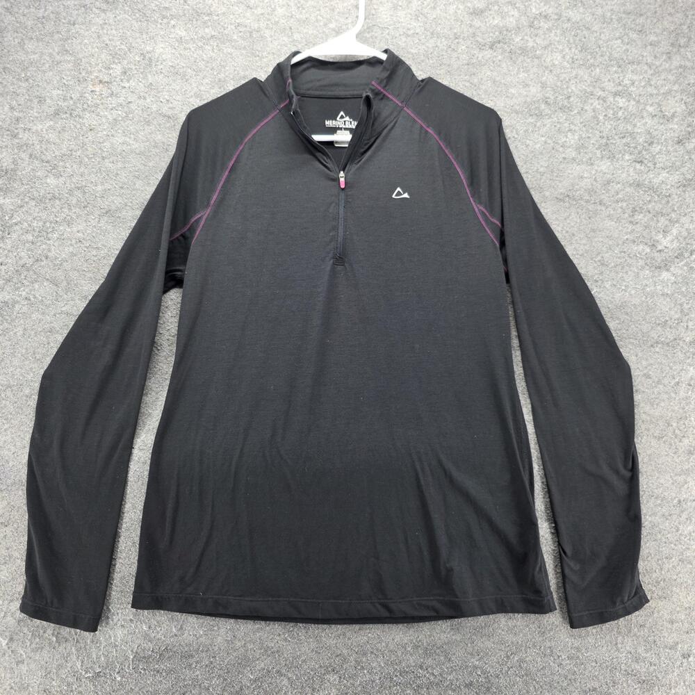 Paradox Pullover Womens L Black 1/4 Zip Mock Neck Merino Stretch Lightweight